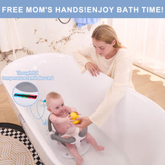 Wddbb bath seat with one-touch armrests enables quick, gentle baby placement.