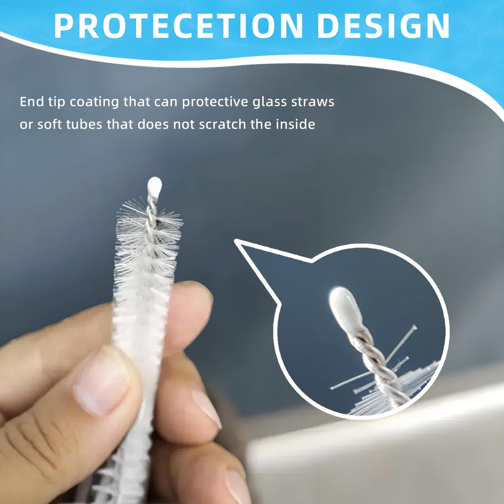 WDPOER dual-layer bristle straw cleaner tackles coffee residues in curved silicone straws