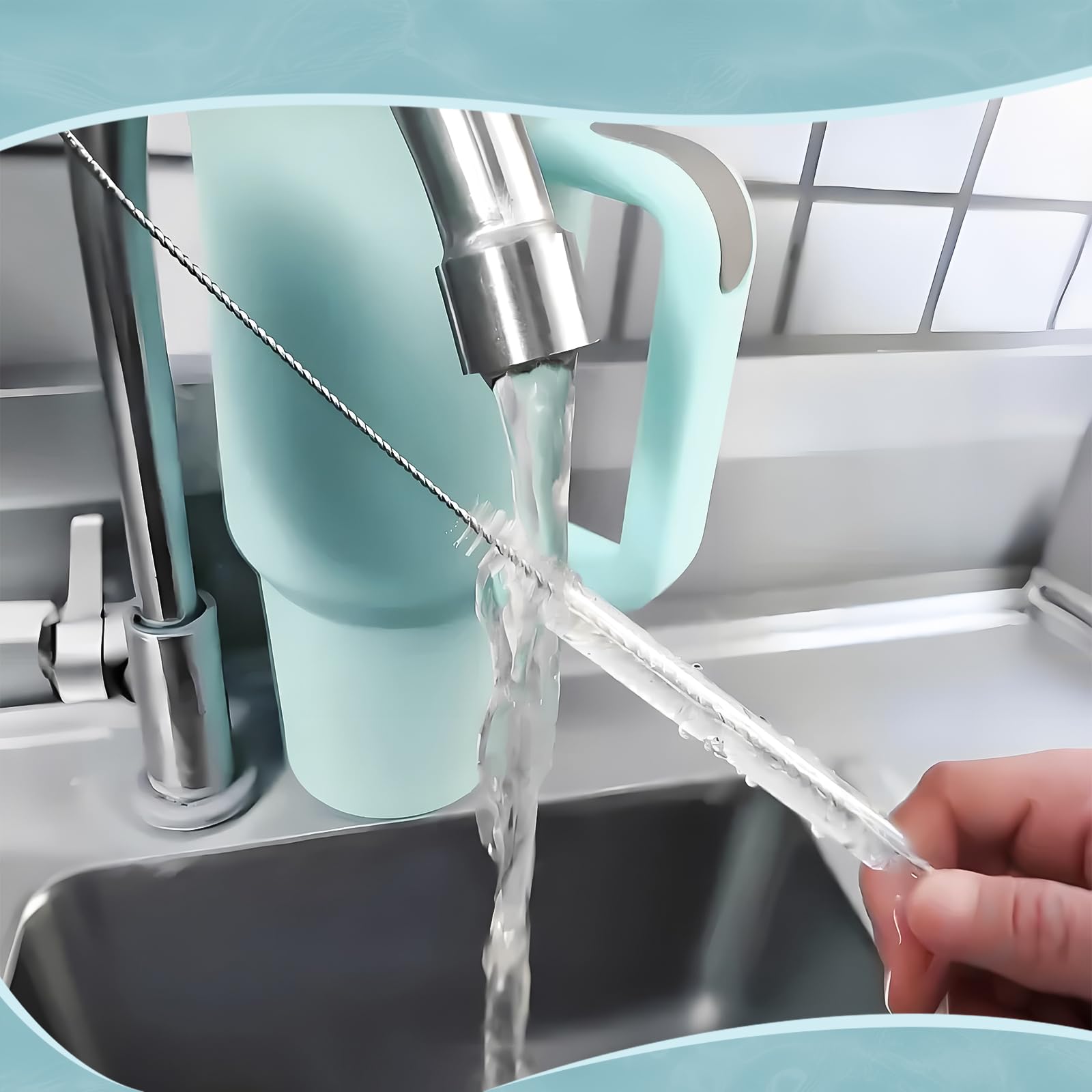 WDPOER long 7.8-inch brush for deep-cleaning cups and accessories.