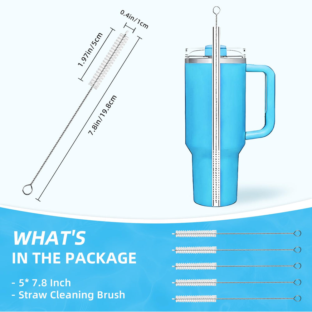 WDPOER stainless-steel-core cleaner, 7-8 inch reach, cleans deep straw interiors