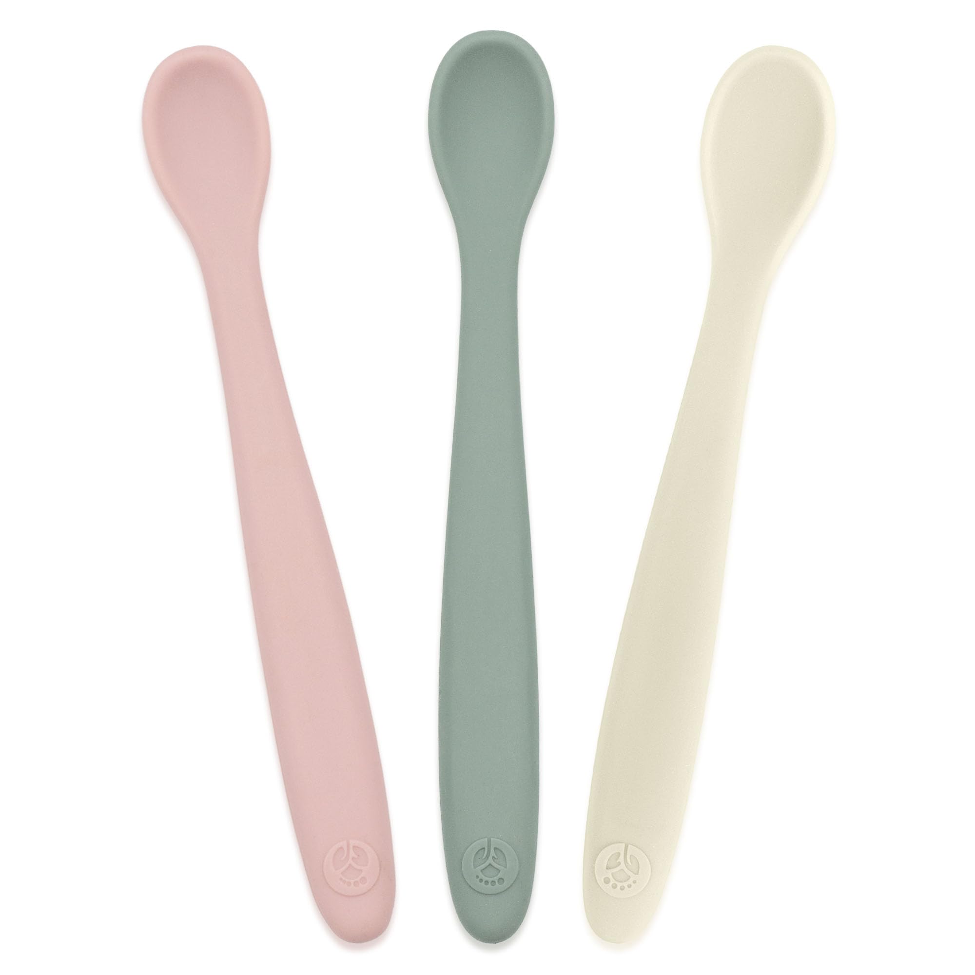 WeeSprout silicone baby spoons staged for tiny hands promoting confident self-feeding.