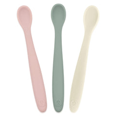 WeeSprout silicone baby spoons staged for tiny hands promoting confident self-feeding.
