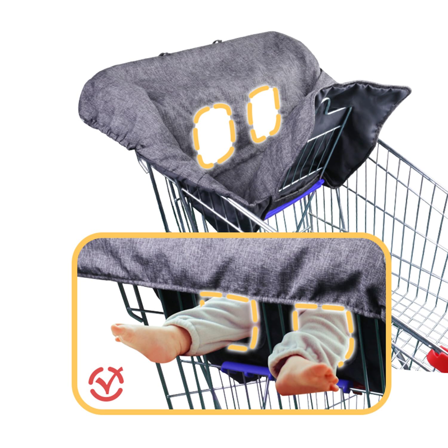 WedFeir foldable machine washable cart cover in grey for simple care.