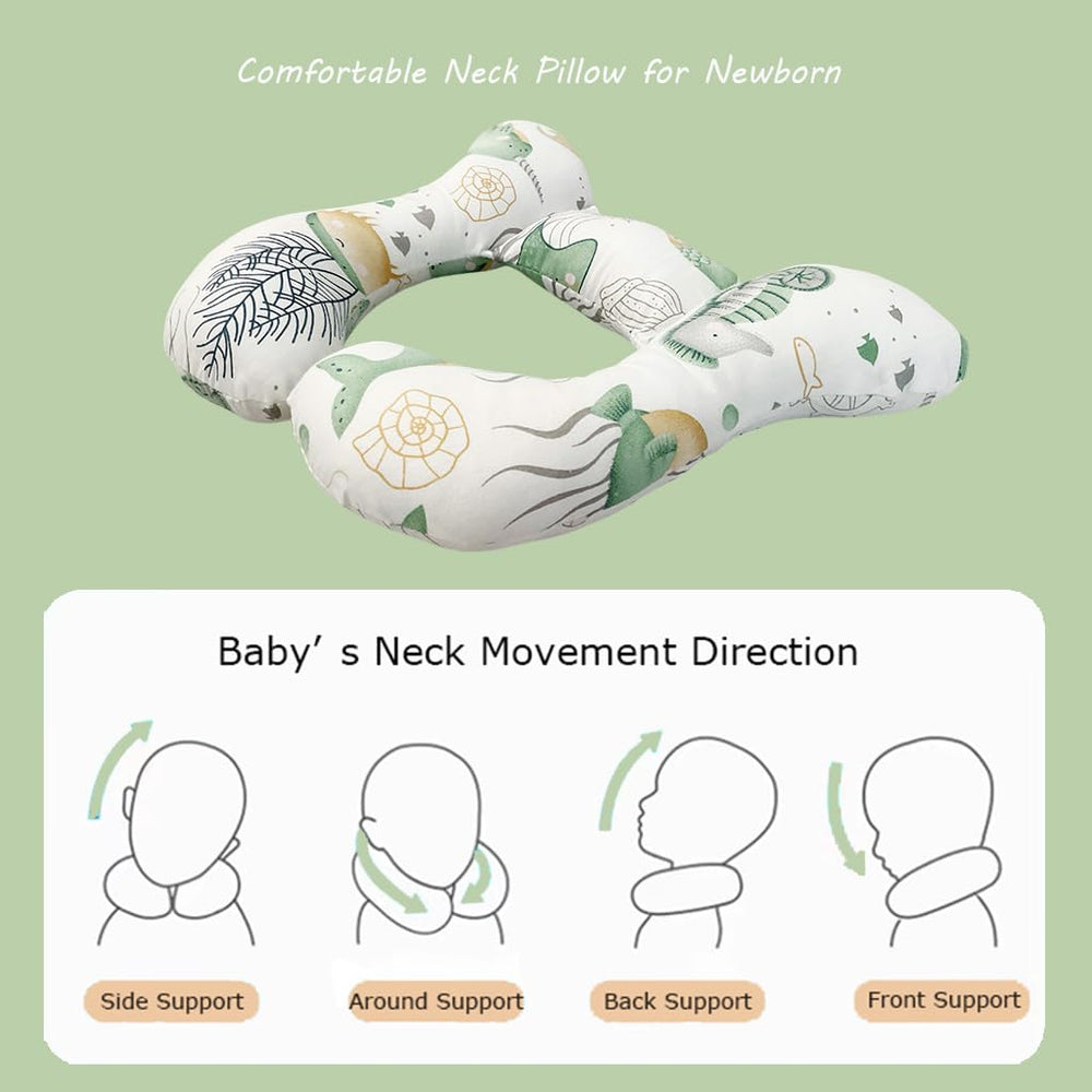 Wedfull Ocean baby neck pillow side view highlights compact travel profile for car seats