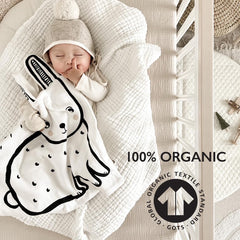Wee Gallery Snuggle Blanket bunny-face close-up with high-contrast visuals