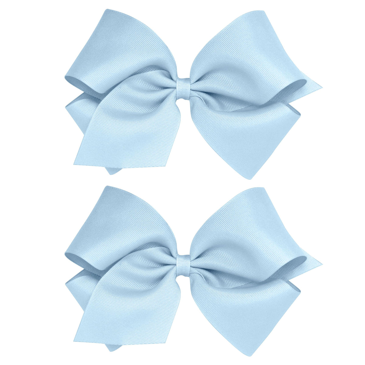 Wee Ones 2-pack grosgrain hair bows worn with no-slip clip for secure all-day wear