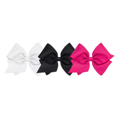 Wee Ones 3pc grosgrain bows white on WeeStay clip keeps hair in place all day