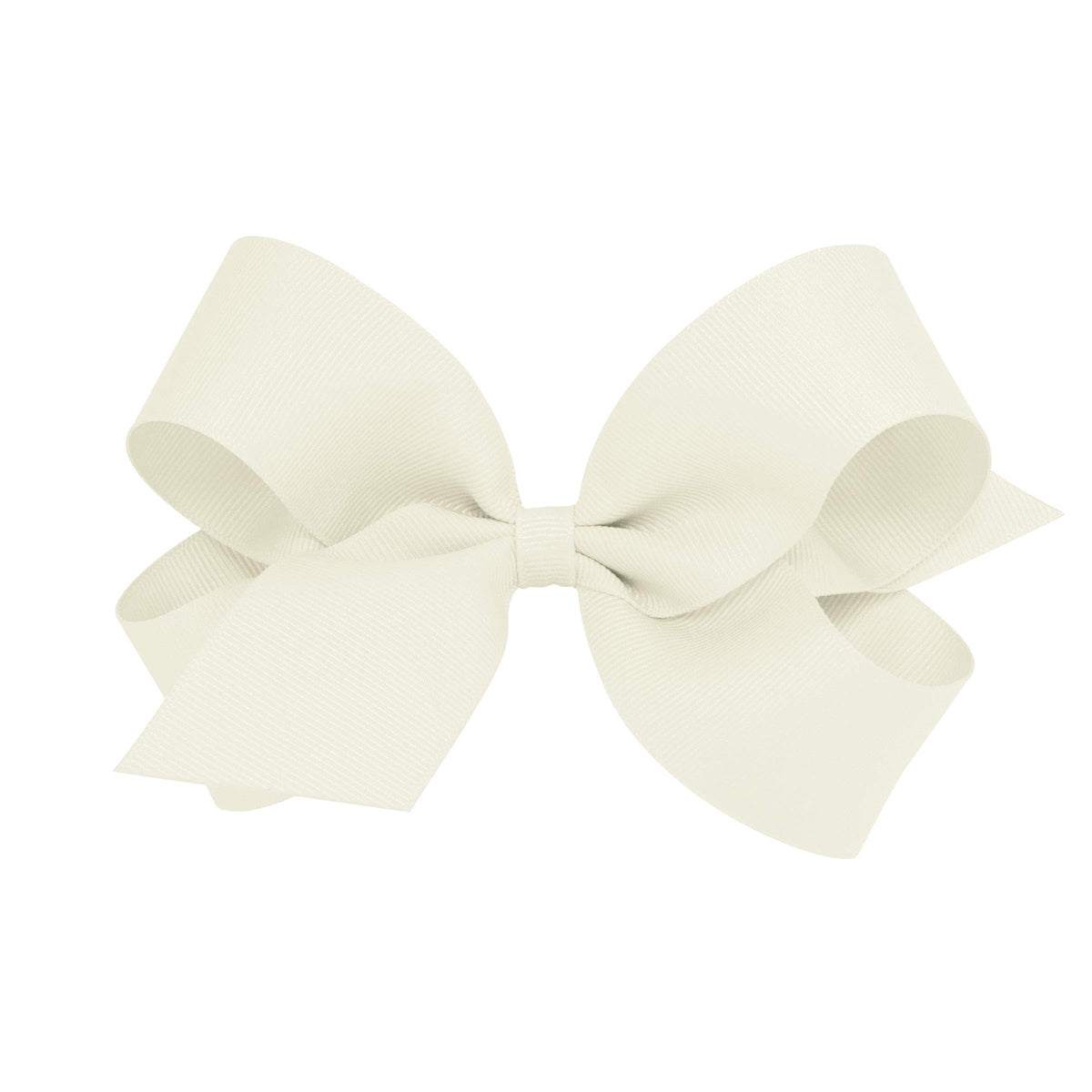 Wee Ones antique white grosgrain bow on WeeStay clip for all-day security.