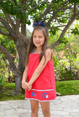 Wee Ones navy bow on clip with contrasting red trim for outfit coordination