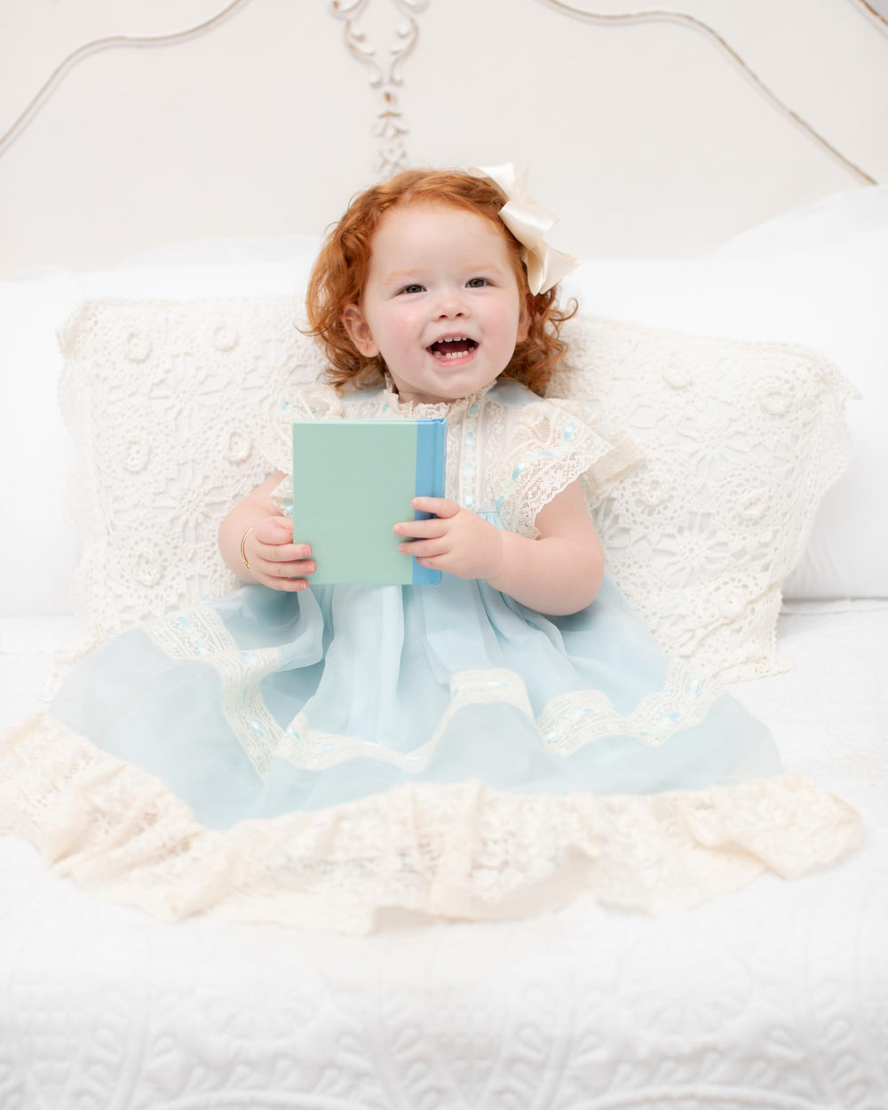 Wee Ones bow on hair with WeeStay no-slip clip stays secure during activities.