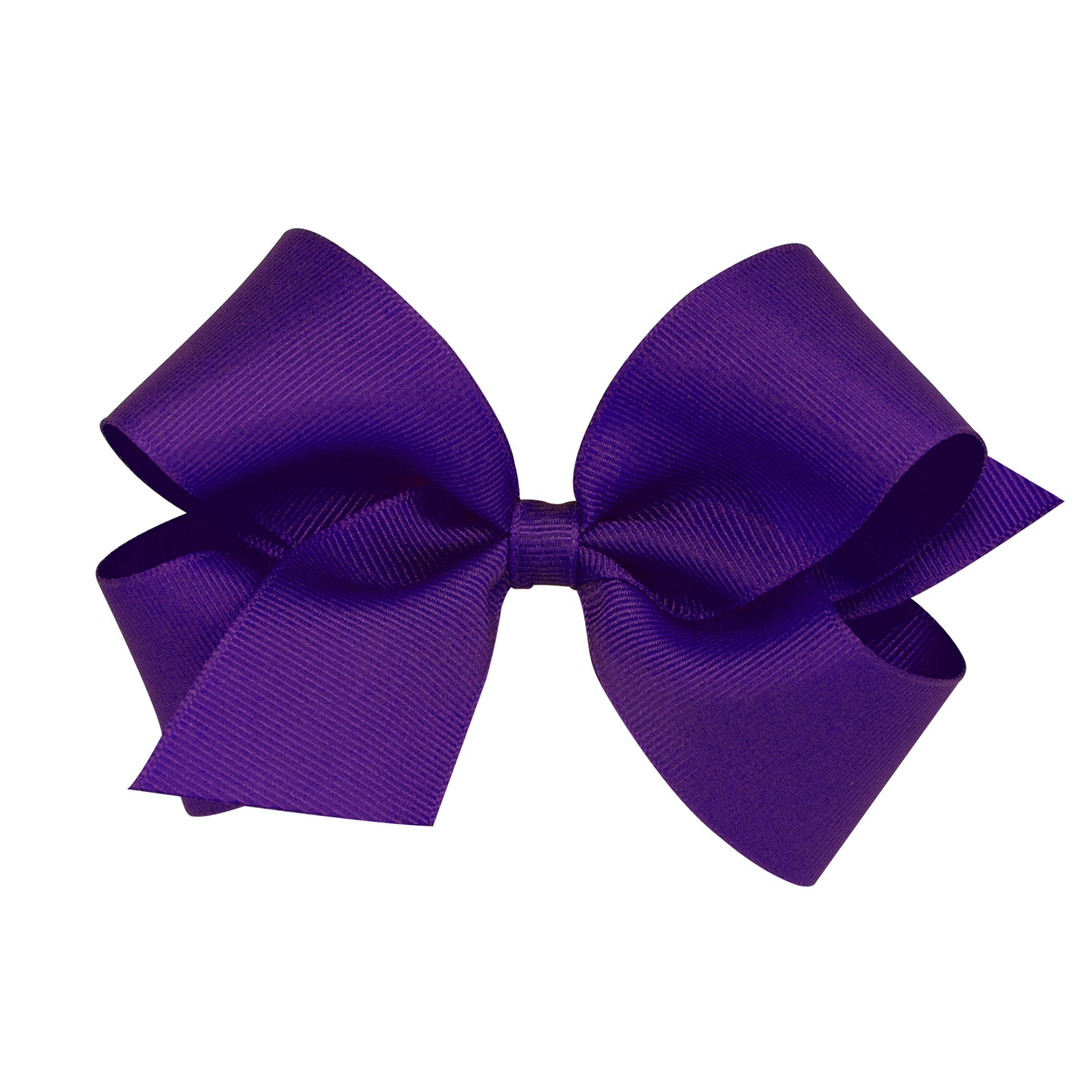 Wee Ones purple medium bow front view featuring classic grosgrain and secure WeeStay clip.