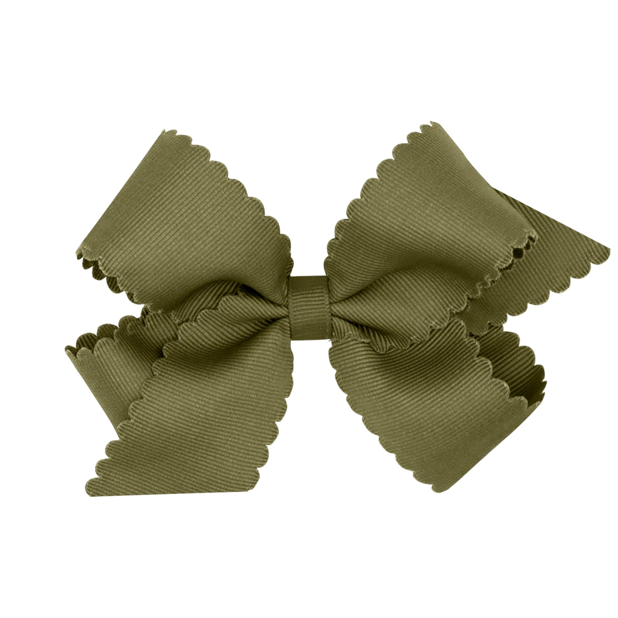 Wee Ones sage bow front view with secure WeeStay clip for gentle all-day hold.