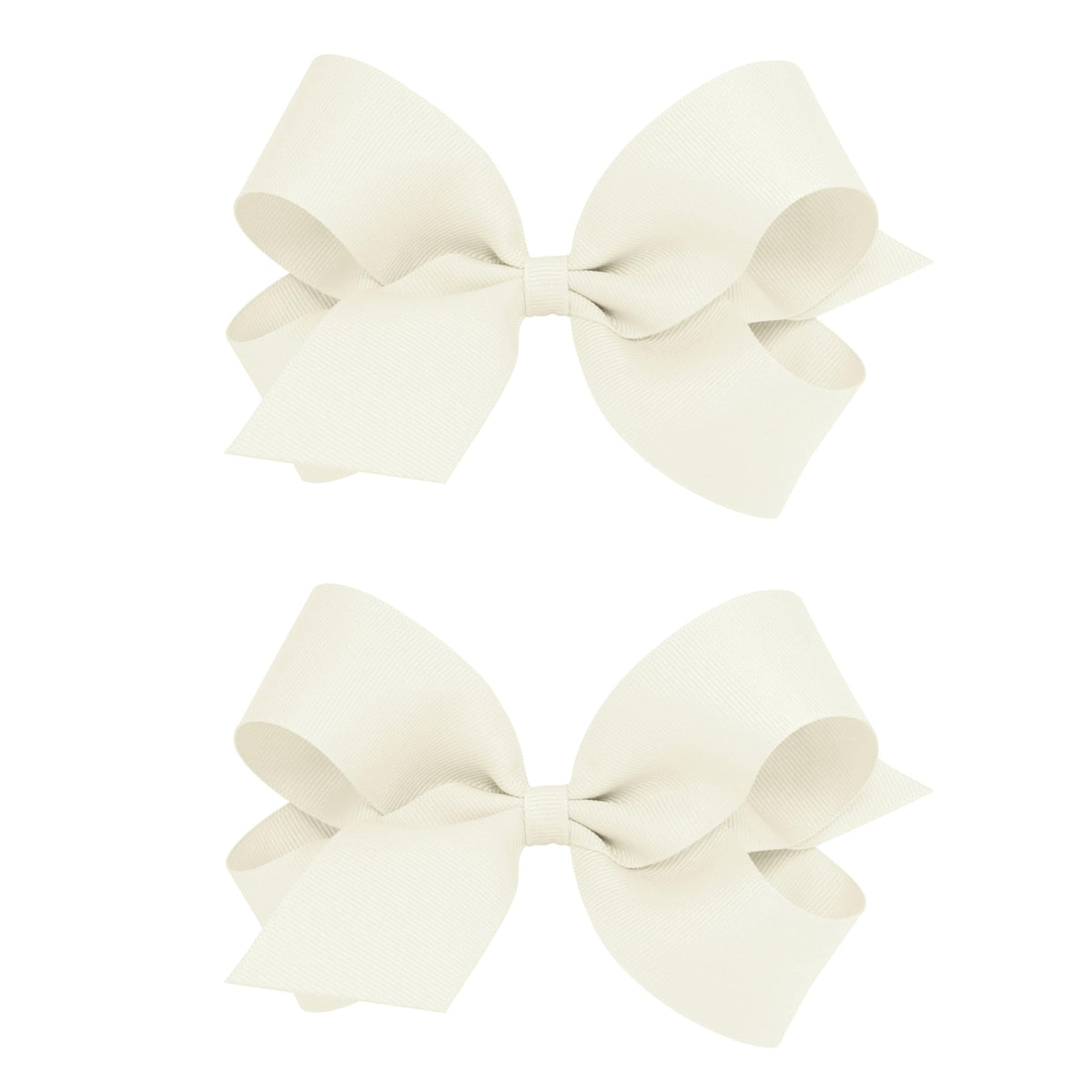 Wee Ones antique white grosgrain bows two-pack with secure Wee Stay clip.