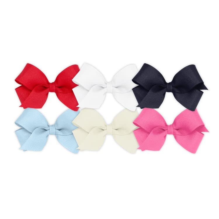 Wee Ones blue mini clip bows secured with no-slip hold for active kids