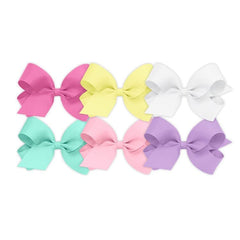 Wee Ones bows pink clip closeup showing durable grosgrain texture for everyday wear.