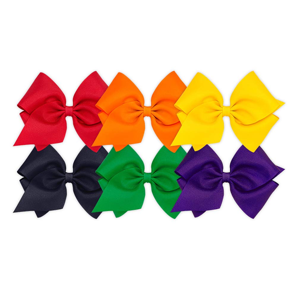 Wee Ones solid grosgrain bows on a WeeStay clip closeup for secure daily wear.