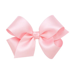 Wee Ones classic French satin bow on clip with everyday outfits.