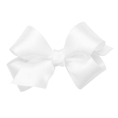 Wee Ones Classic French Satin Bow on WeeStay clip in hair for everyday wear.