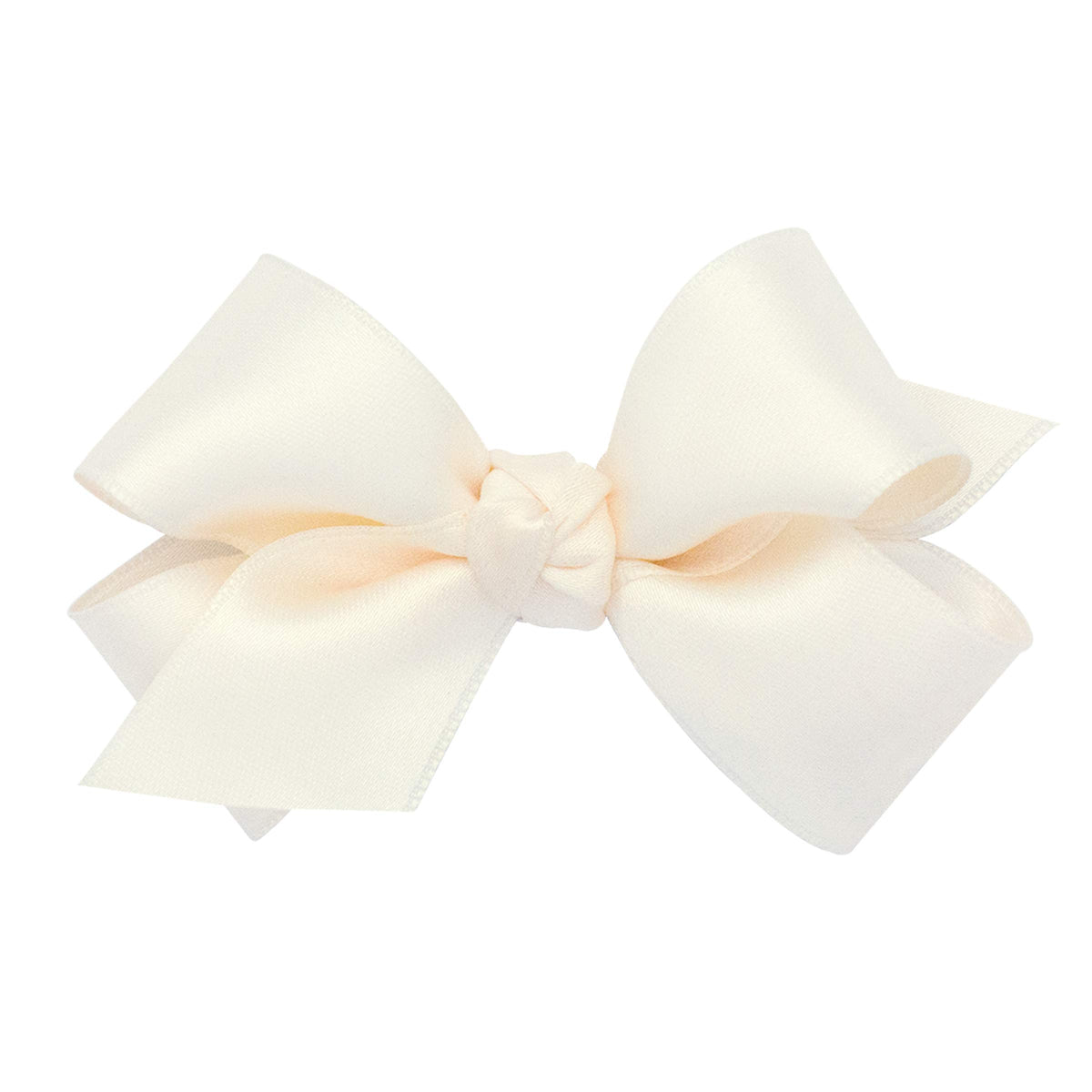 Wee Ones classic French satin bow on WeeStay clip in ecru for all-day secure wear.