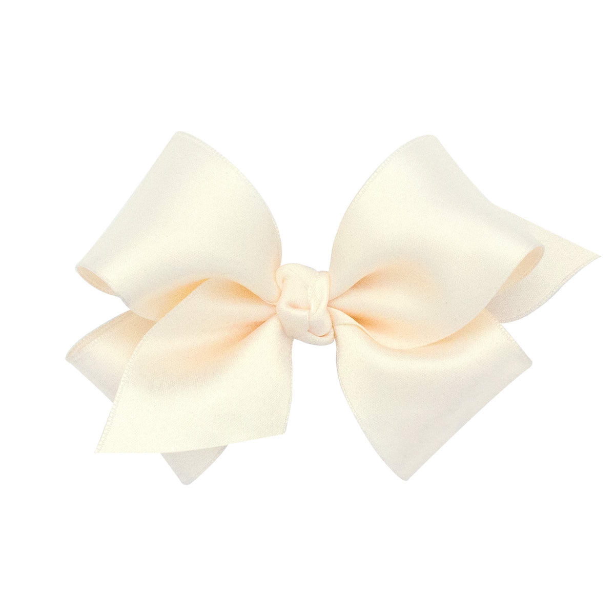 Wee Ones classic French satin bow on WeeStay clip with knot wrap, small ecru, all-day hold