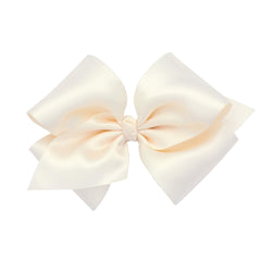 Wee Ones classic French satin bow on WeeStay clip in Small King, secure all-day wear.