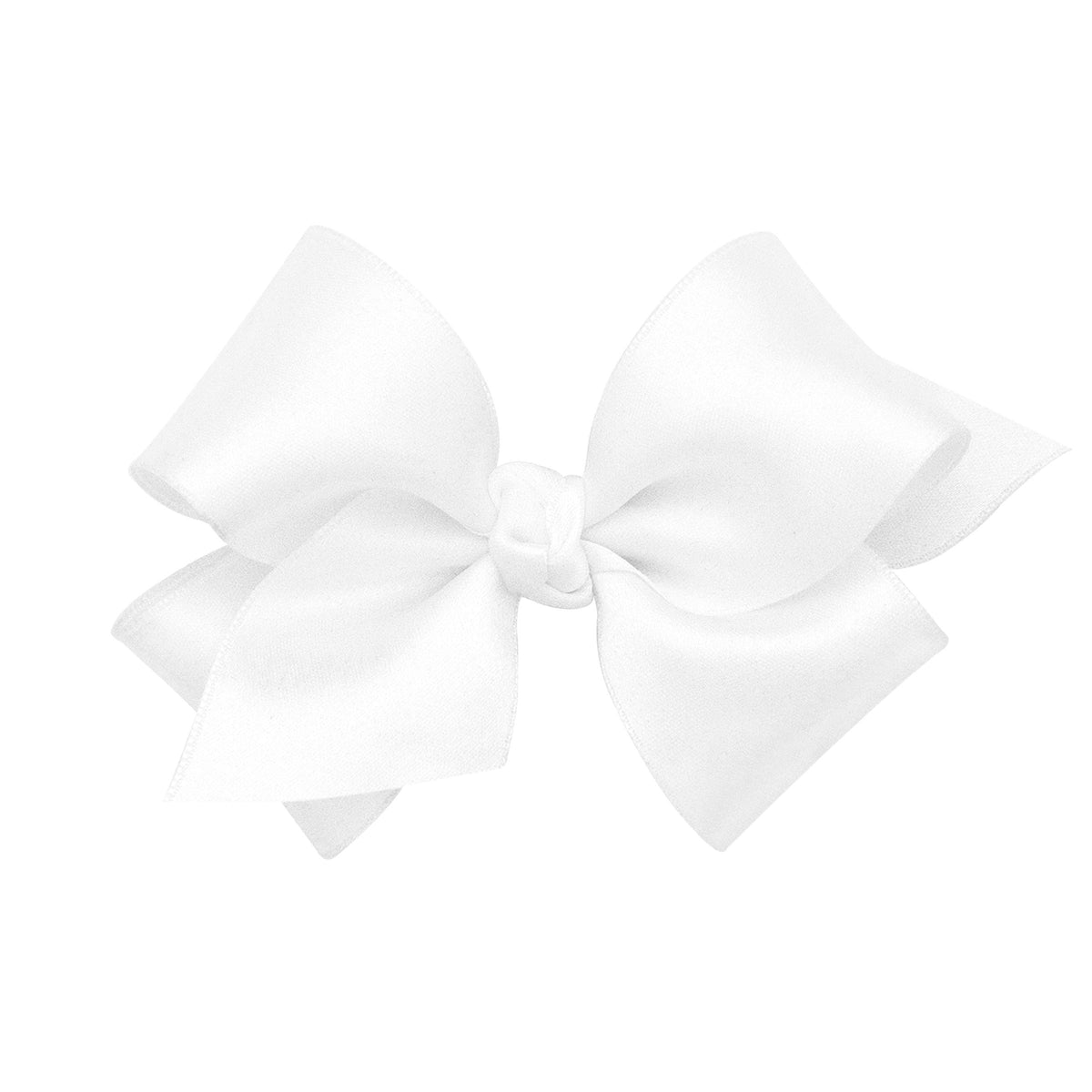 Wee Ones classic French satin bow on WeeStay clip in white for photos