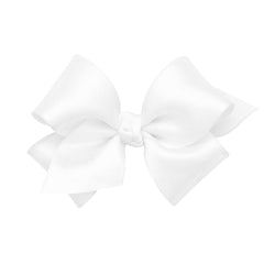 Wee Ones classic French satin bow on WeeStay clip in white for photos