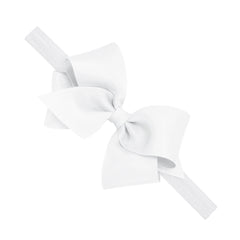 Wee Ones classic grosgrain bow close-up on white baby band, secure and adorable for daily outfits.