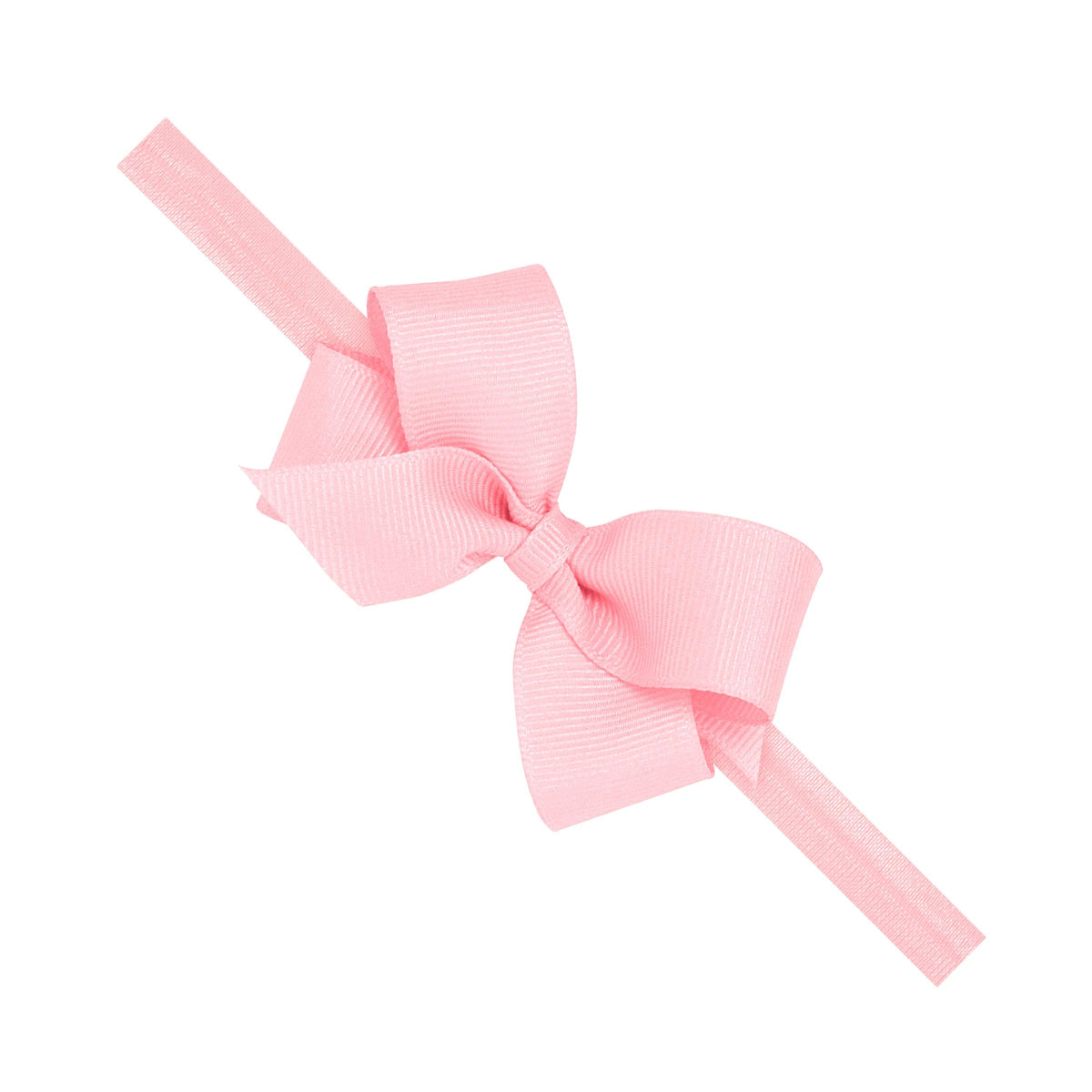 Wee Ones classic grosgrain hair bow on matching baby band in light pink for versatile styling