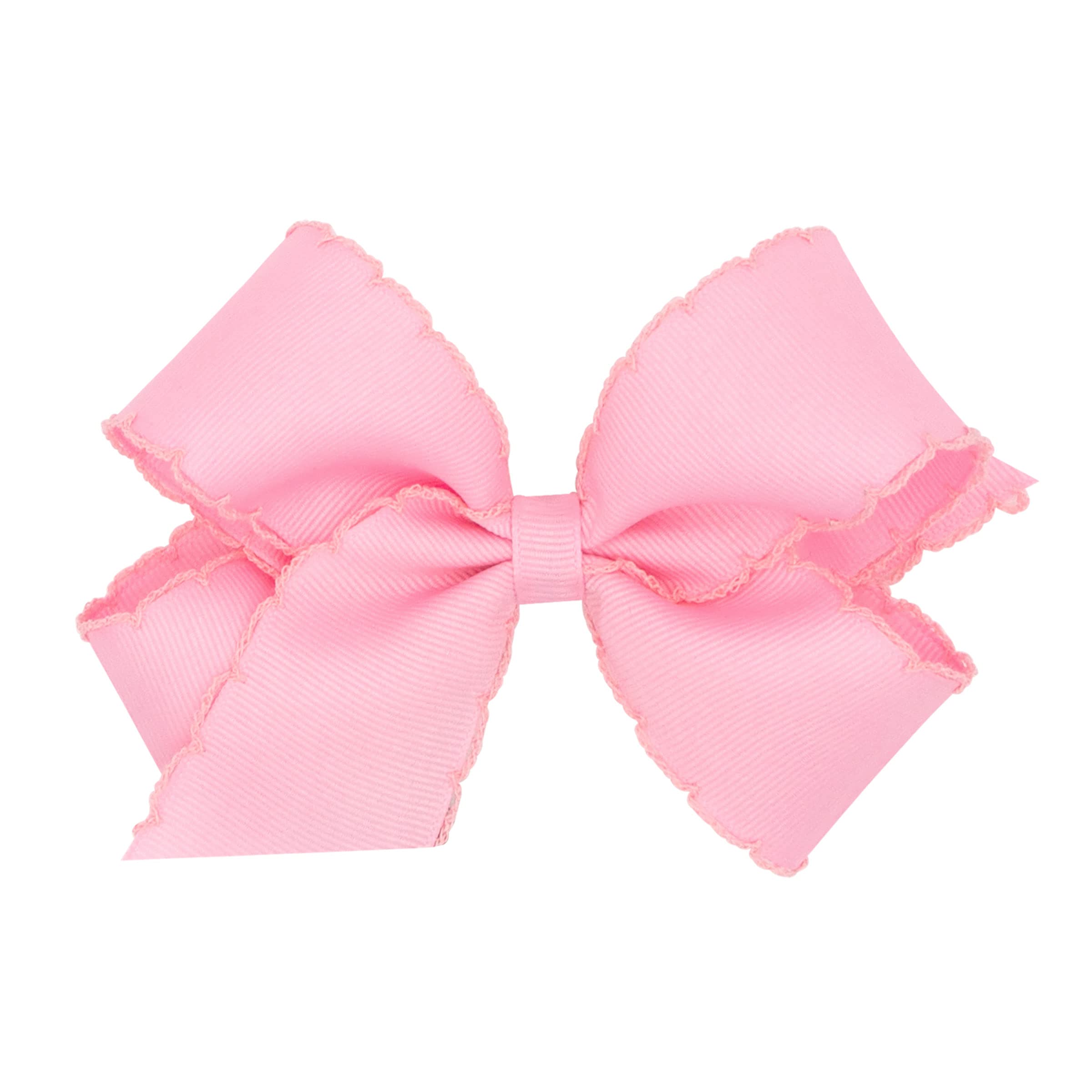 Wee Ones moonstitch edge bow on WeeStay clip adds secure style for everyday outfits.