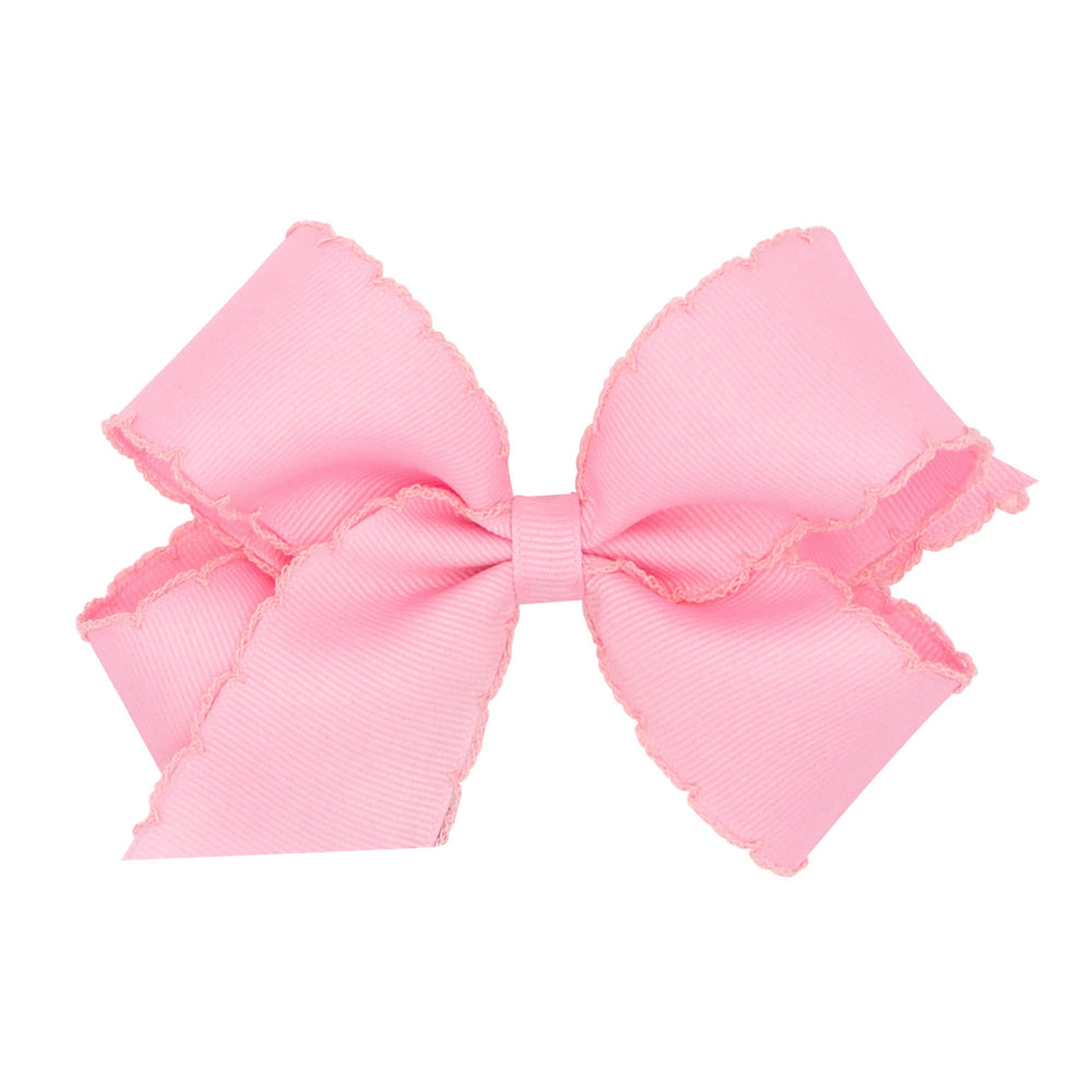 Wee Ones moonstitch edge bow on WeeStay clip adds secure style for everyday outfits.