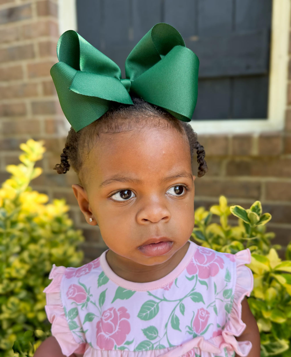 Wee Ones forest green gift-ready bow ideal for birthdays or holidays.