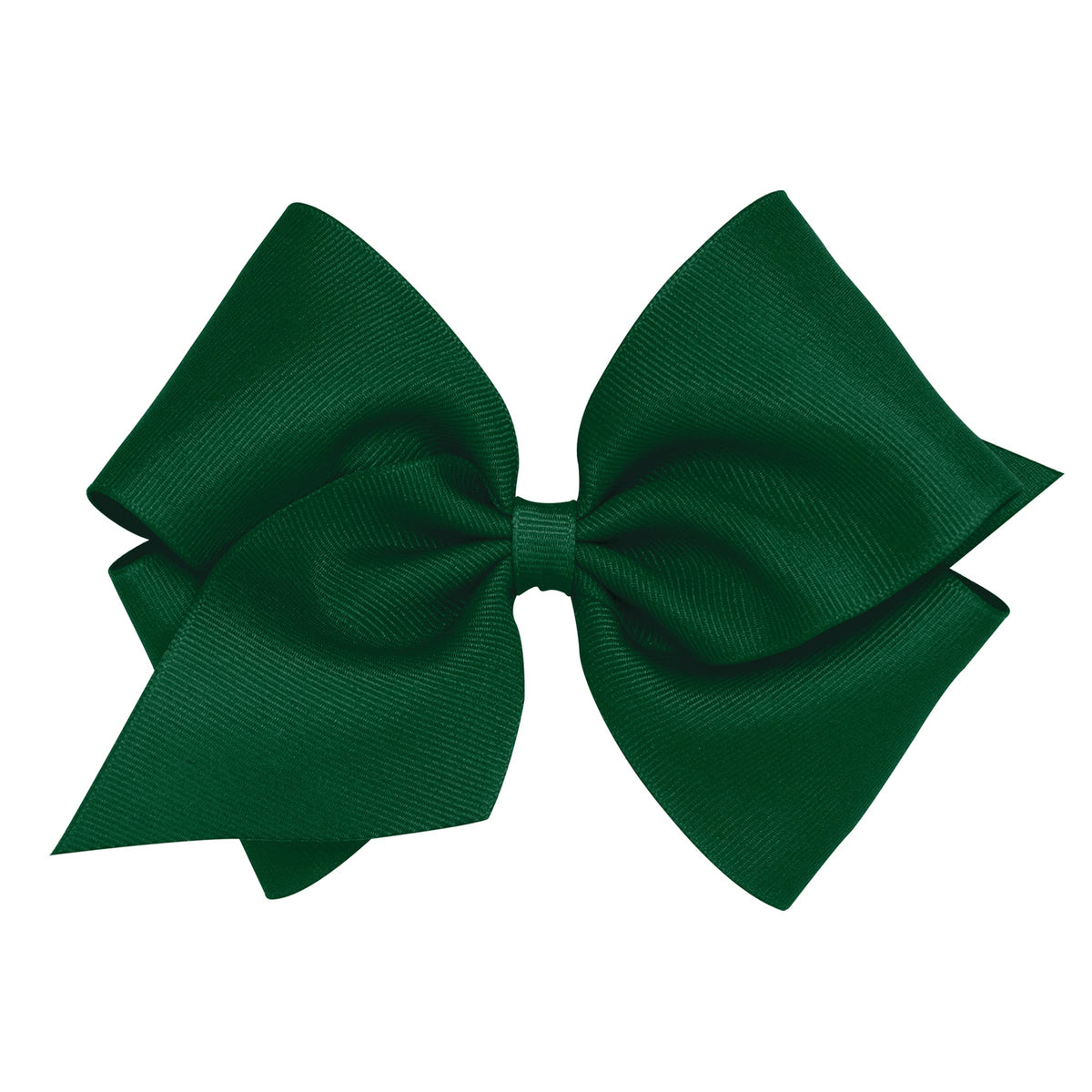 Wee Ones forest green plain-wrap bow on clip for secure daily wear.