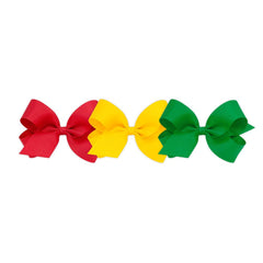 Wee Ones 3pc solid Grosgrain red bow on WeeStay clip for secure all-day wear.