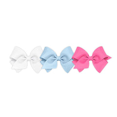 Wee Ones Girls Bows 3-pack classic grosgrain, assorted colors for everyday outfits.