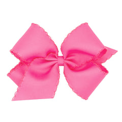 Wee Ones classic grosgrain Moonstitch edge bow on WeeStay clip, front view for everyday wear.