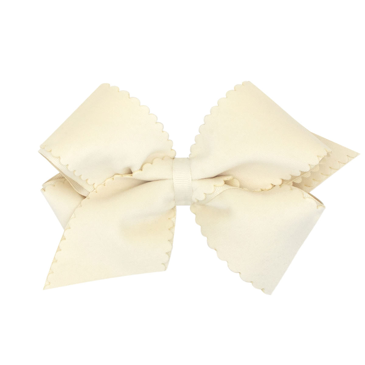 Wee Ones antique white bow with scalloped velvet for versatile everyday wear.