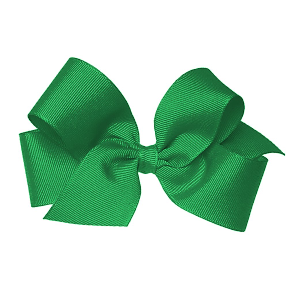 Wee Ones green classic grosgrain bow on clip for all-day secure wear.