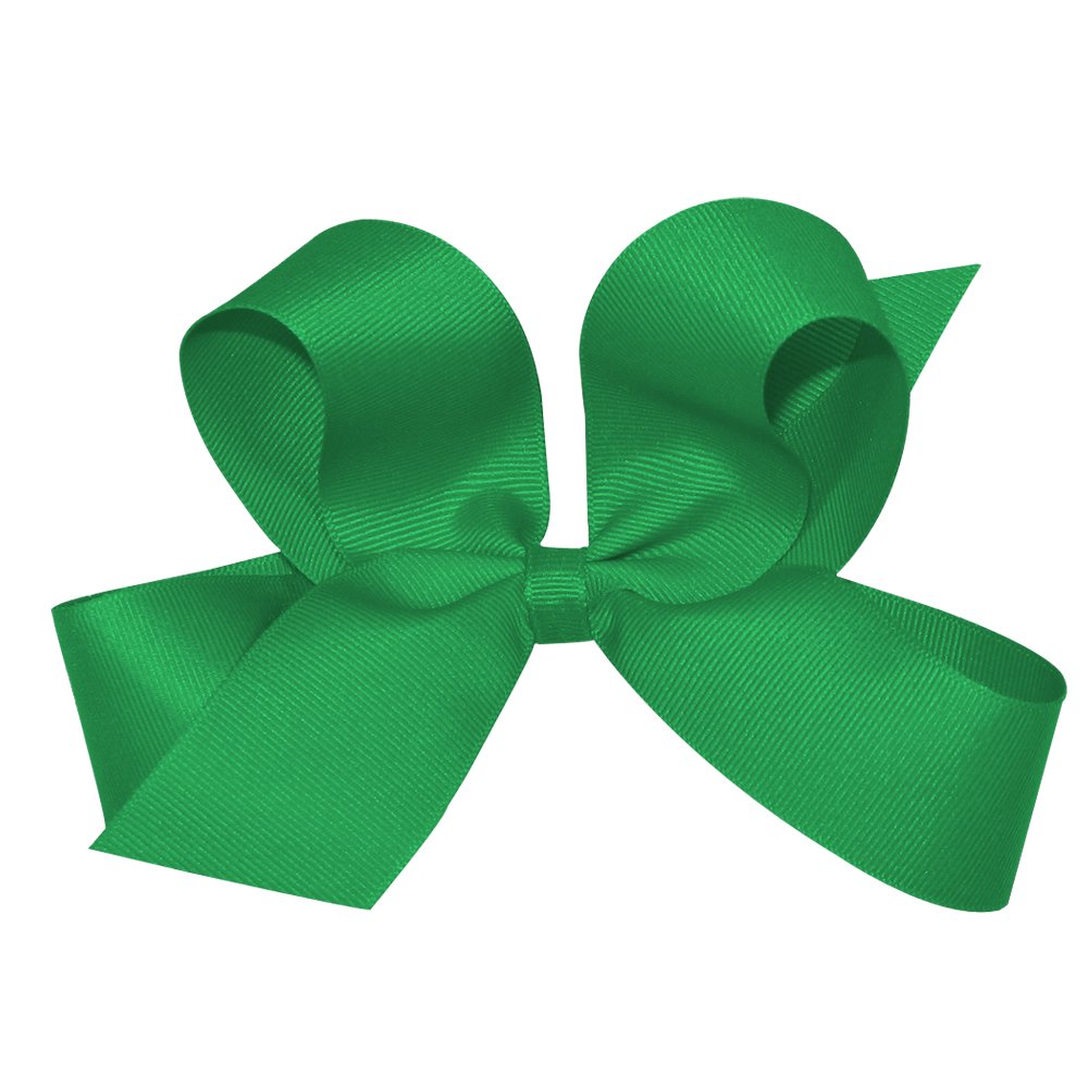 Wee Ones green classic grosgrain bow on plain wrap for everyday wear