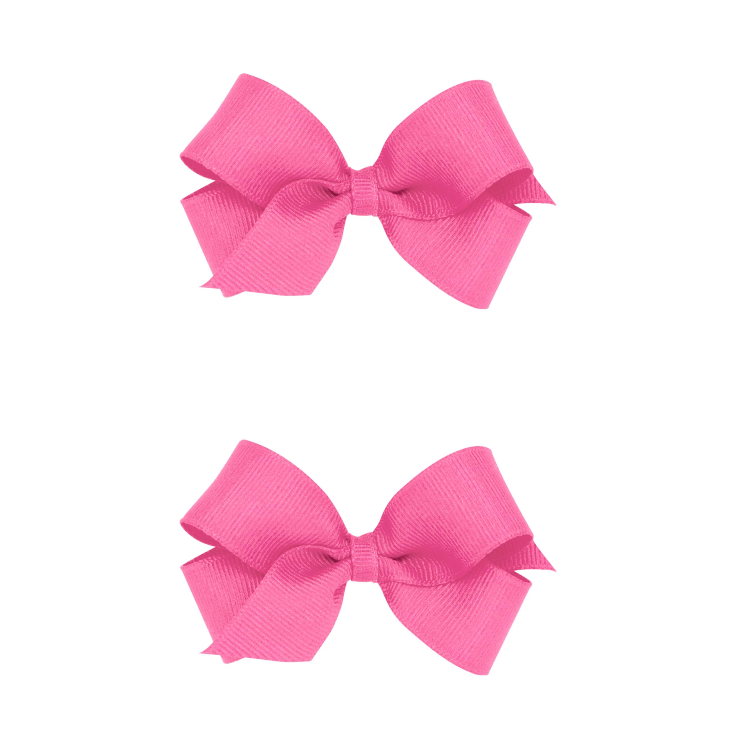 Wee Ones mini hot pink grosgrain bow with Wee Stay No Slip Clip—secure hold.