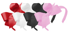 Wee Ones headbands with red grosgrain bow add a cheerful pop of color to outfits.