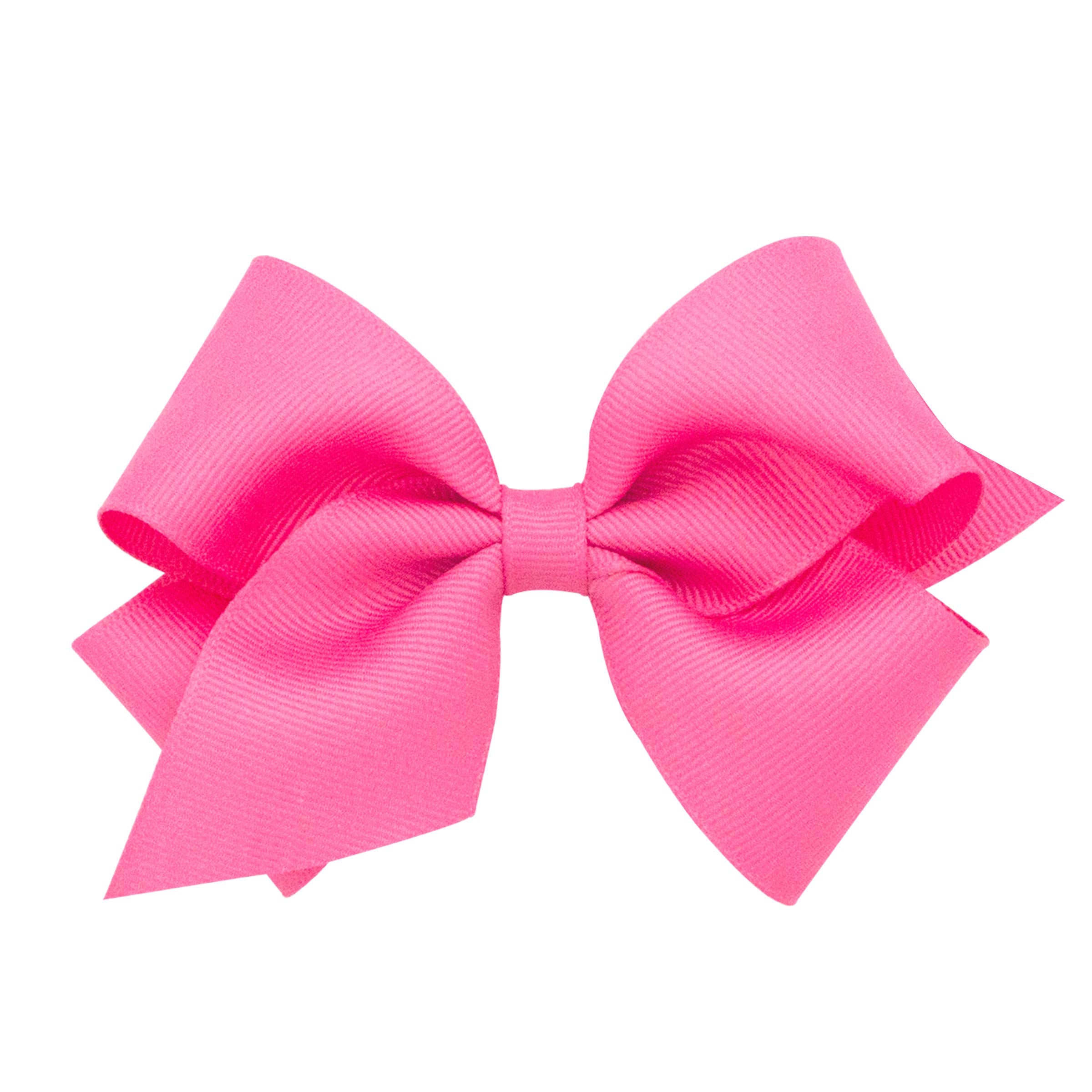 Wee Ones hot pink grosgrain bow on WeeStay clip secures hair during active play