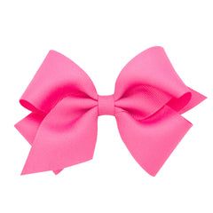 Wee Ones hot pink grosgrain bow on WeeStay clip secures hair during active play