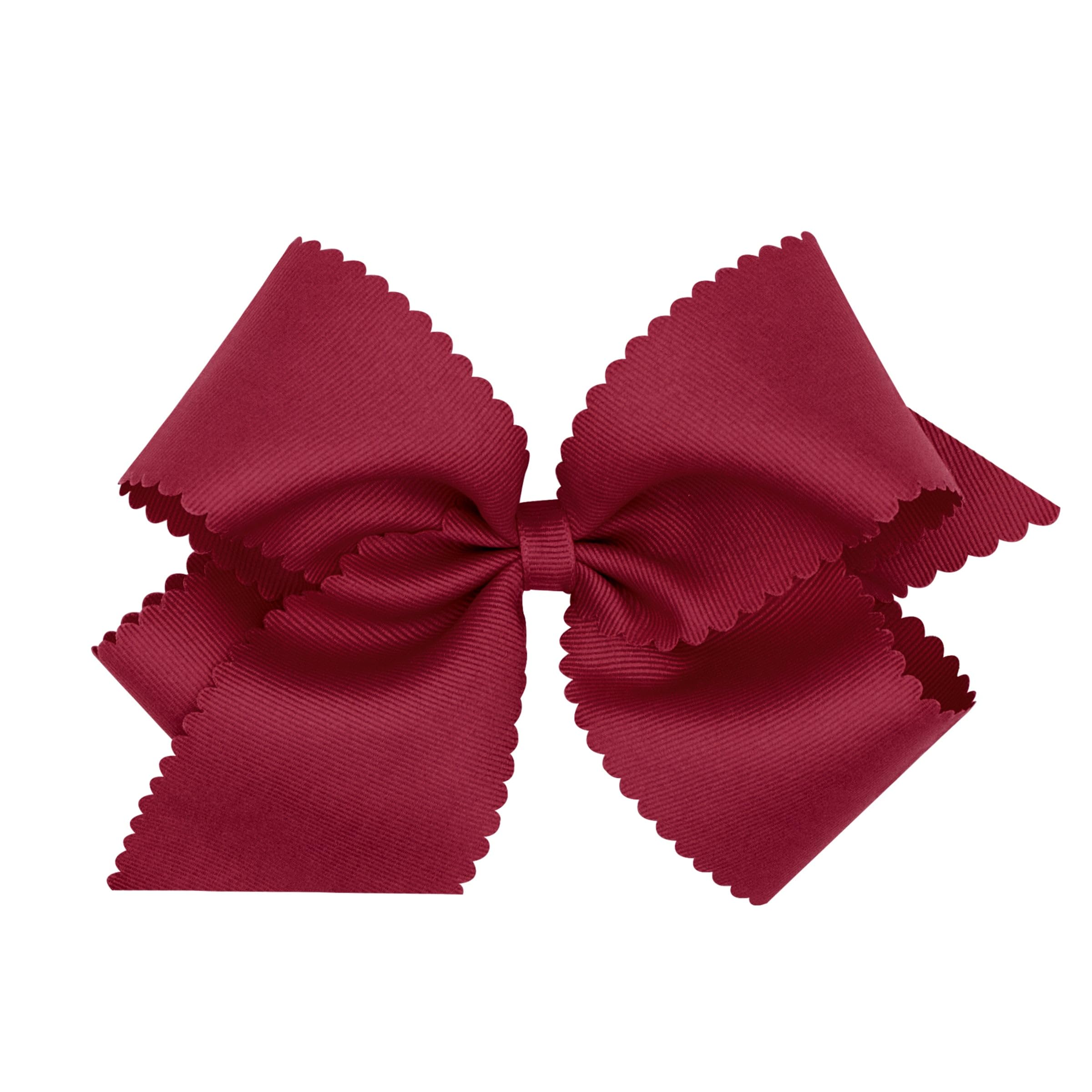 Wee Ones King cranberry grosgrain bow on WeeStay clip secures hairstyles during active play.