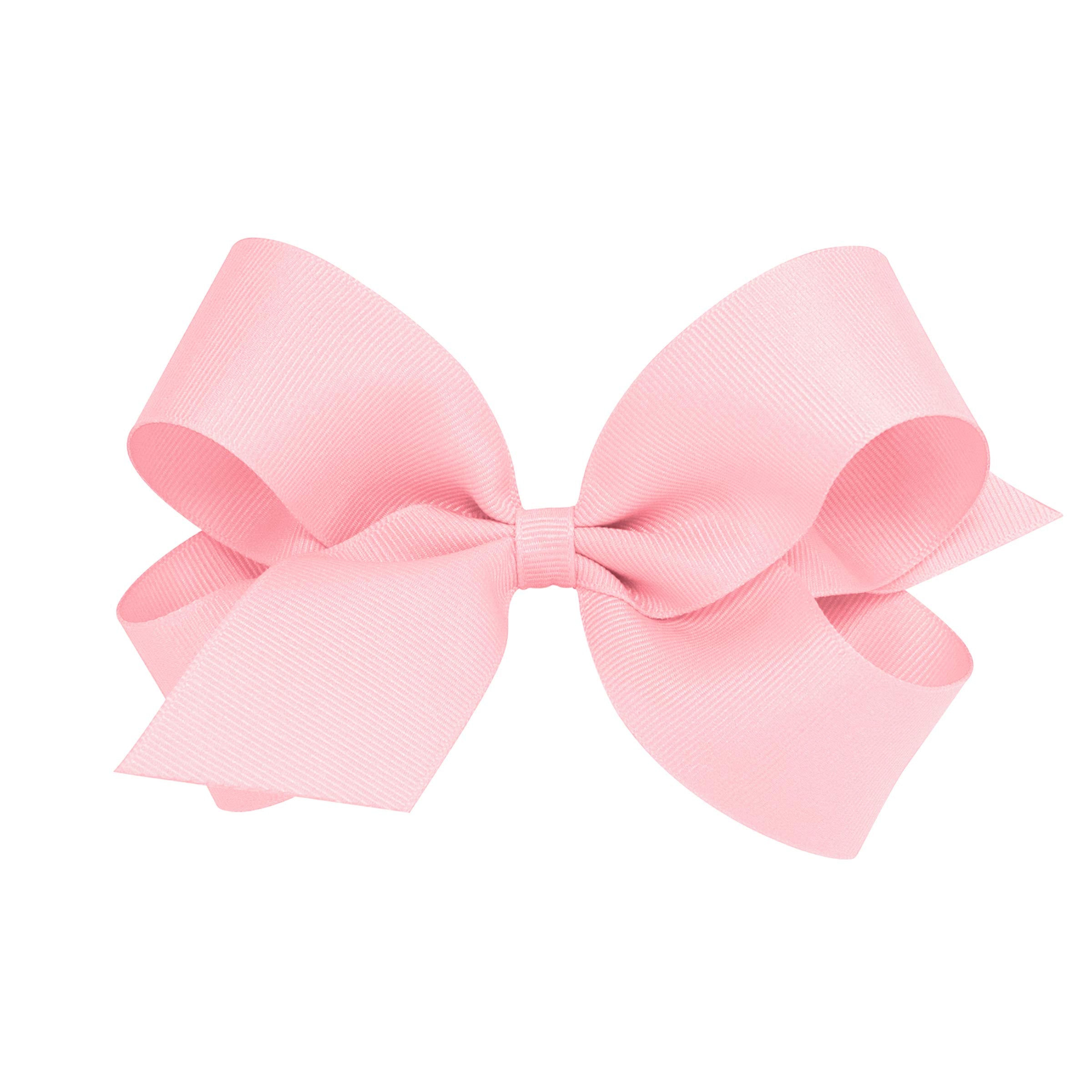 Wee Ones light pink classic wrap bow on WeeStay clip for all-day wear.
