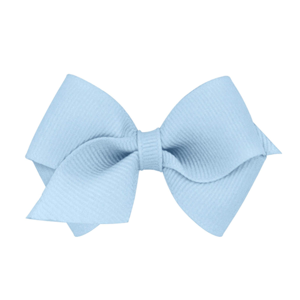 Wee Ones Millennium Blue bow front with classic grosgrain and WeeStay clip for all-day hold