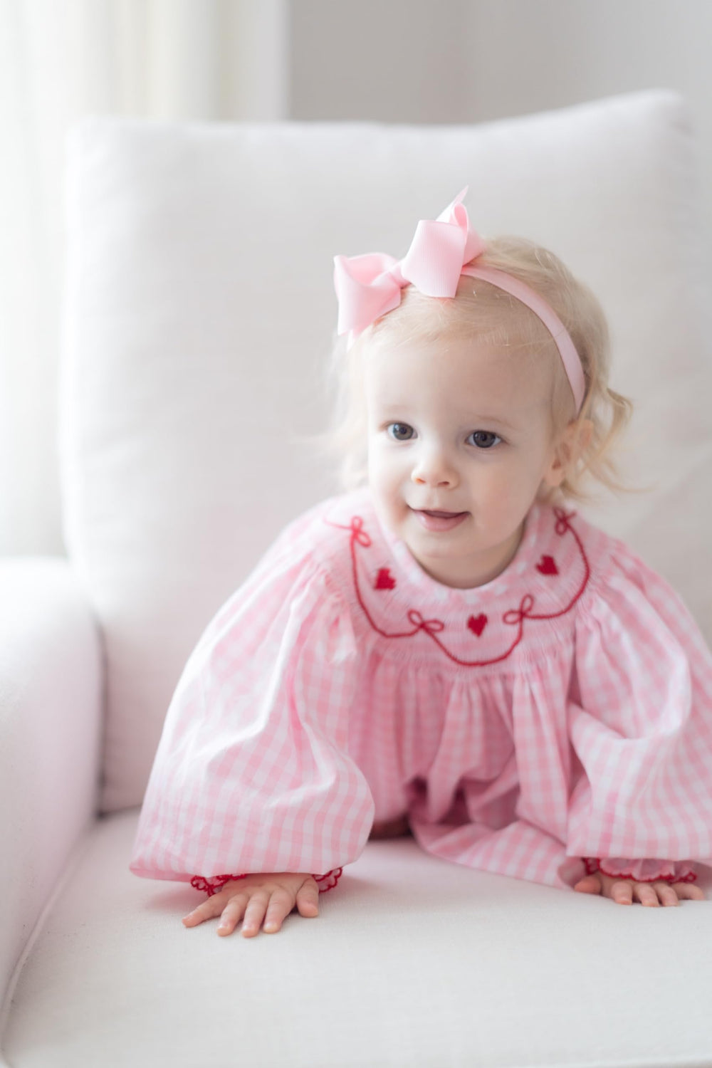 Wee Ones mini bow on light pink headband for everyday wear and photos