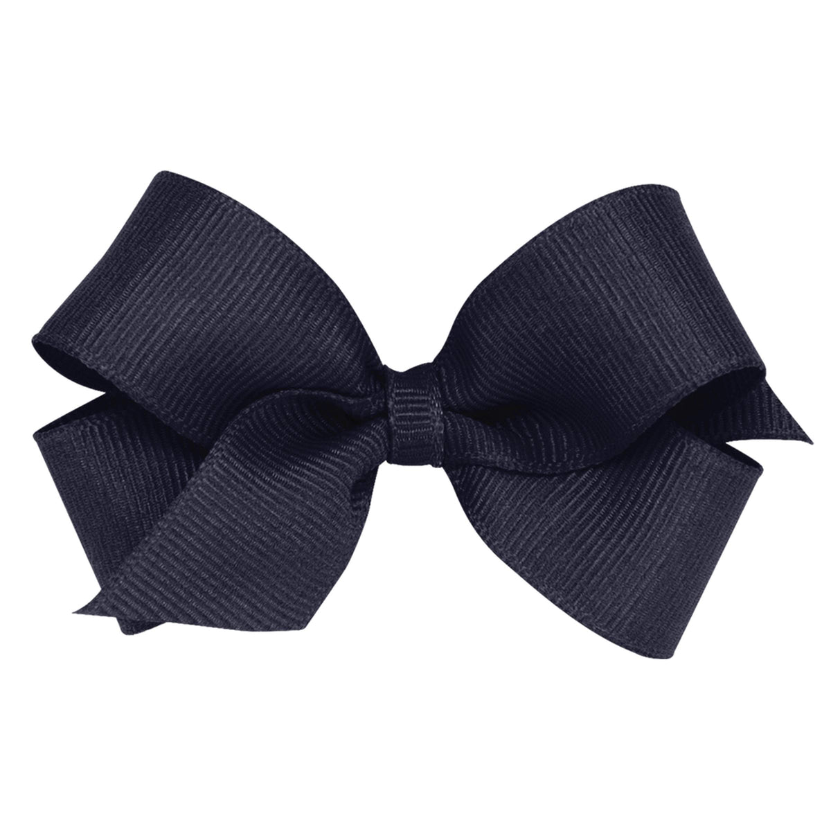 Wee Ones mini classic grosgrain bow on WeeStay clip in navy, secure all day