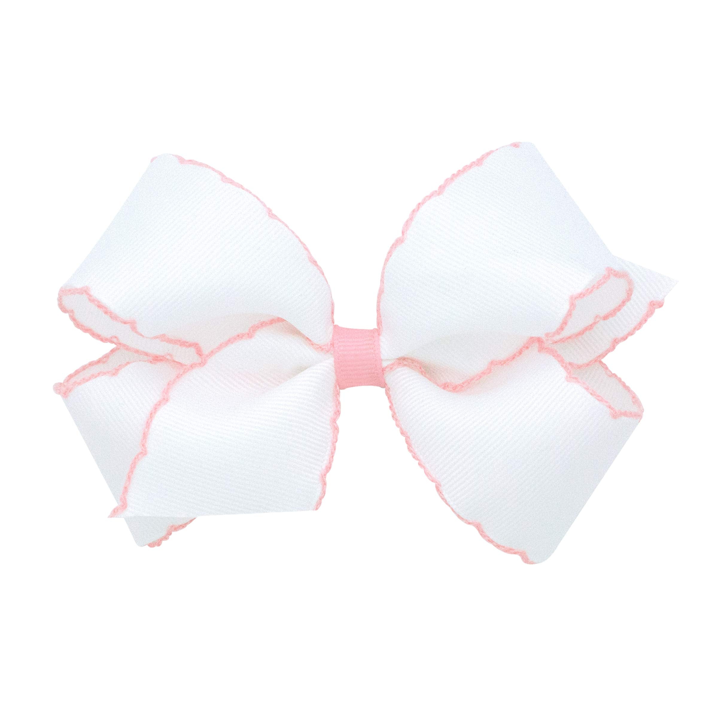 Wee Ones moonstitch edge bow on WeeStay clip secures all-day wear.