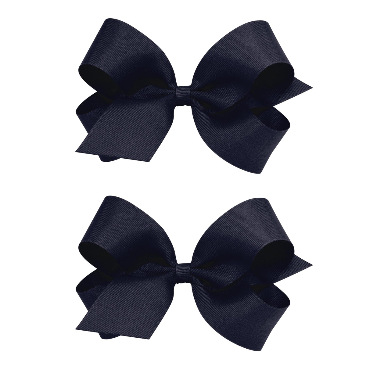 Wee Ones navy grosgrain bow two-pack with no-slip clip providing secure all-day wear.